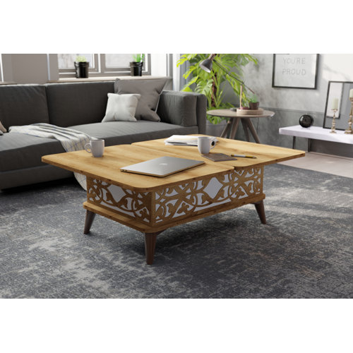 Rosalind Wheeler Codecido Lift Top Extendable Frame Coffee Table with